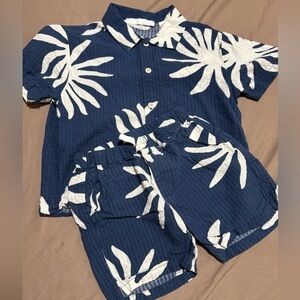 Zara Navy & White Tropical Print Kids Matching Set